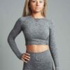 Seamless crop top Angel grey front