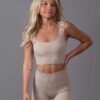 Ribbed Seamless Sports bra Lenis Beige front