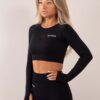 Four Black seamless crop top side