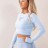 Four blue Seamless crop top side